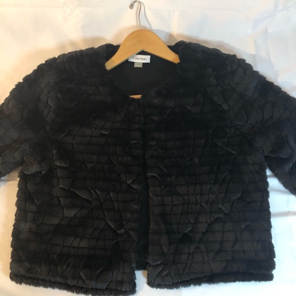 Calvin Klein Faux Black Fur Jacket! Size Medium! - Picture 4 of 6